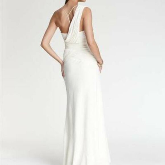 Nicole Miller Ivory Silk Ruched Draped Panel Wedding Dress Size 2 NWT - Picture 7 of 11